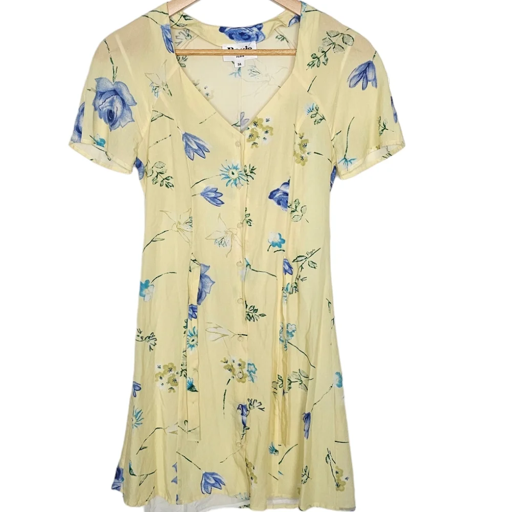Rouje Renata Mini Dress Floral Button Lined Size 34 US 2_2